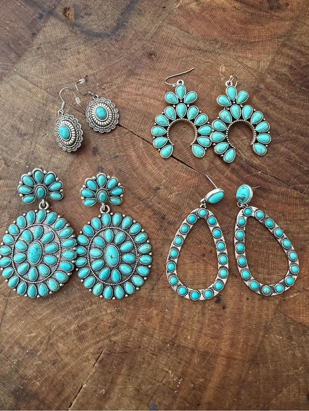 4 Pairs of Faux Turquoise Boutique Statement Earrings